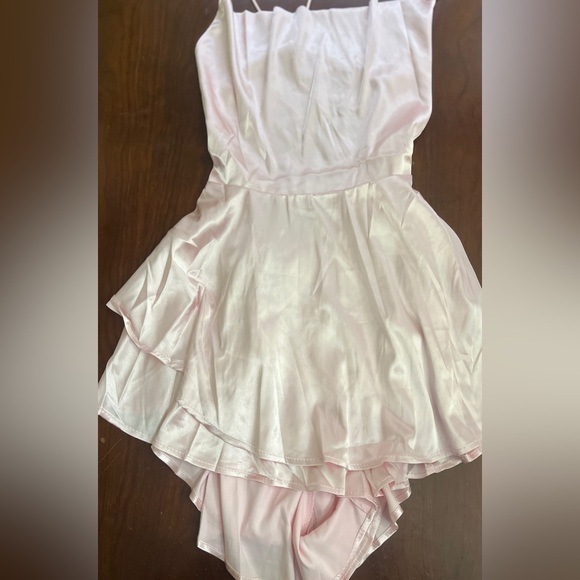 NWOT LouVasabuce Backless Short Romper Satin Dress Cowl Neck Spaghetti Straps - Picture 6 of 9